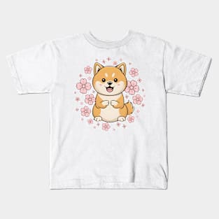 Perky Kawaii Shiba Inu Kids T-Shirt